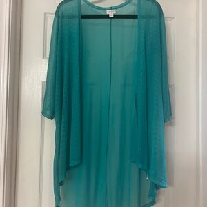 Sheer Teal Open Front Kimono - Lularoe Lindsay